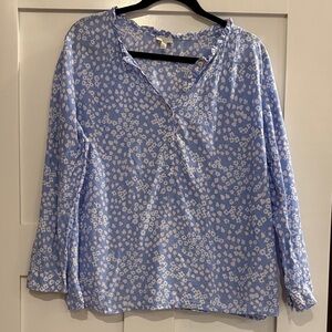 Talbots Light Blue Floral Button-Front Women's Blouse - Size petite Large